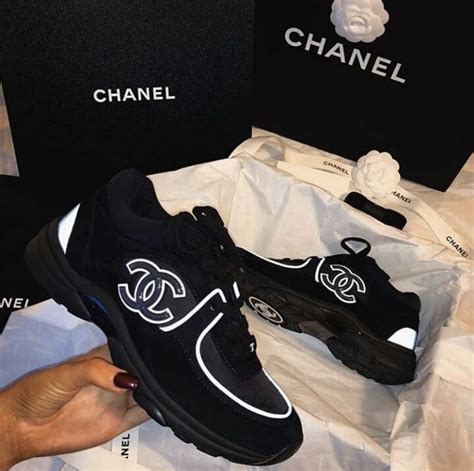 chanel black reflective trainers